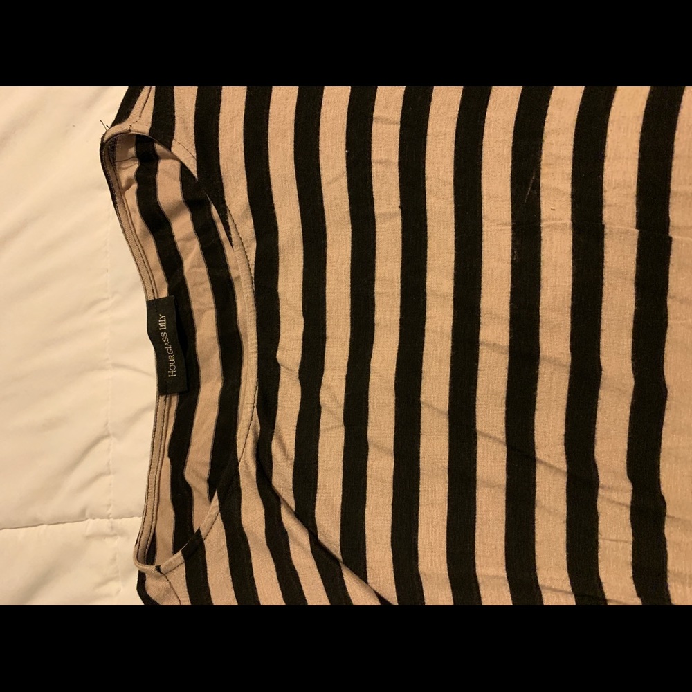 Striped tunic, black & tan, EUC